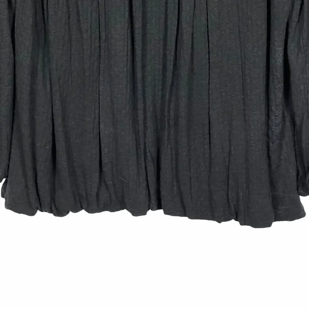 Free People Embroidered Smocked Begonia Top Linen Blend Black Size Large